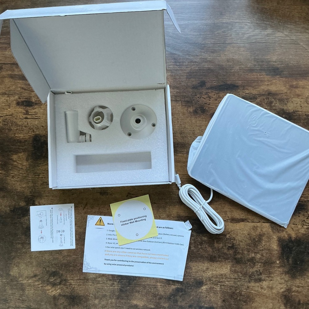 Solar Panel Kit for Security Camera Waterproof USB-C 360 Rotatable White - Picture 3 of 6